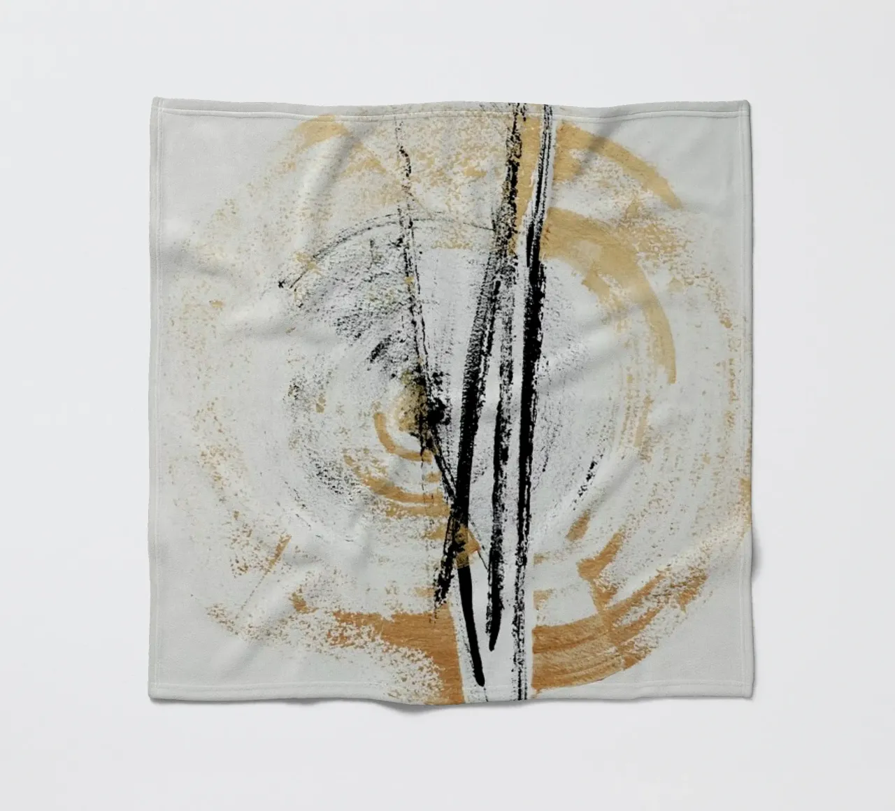 Gold und Schwarz Minimal Abstrakt III Fleecedecke von Ingrid Beddoes