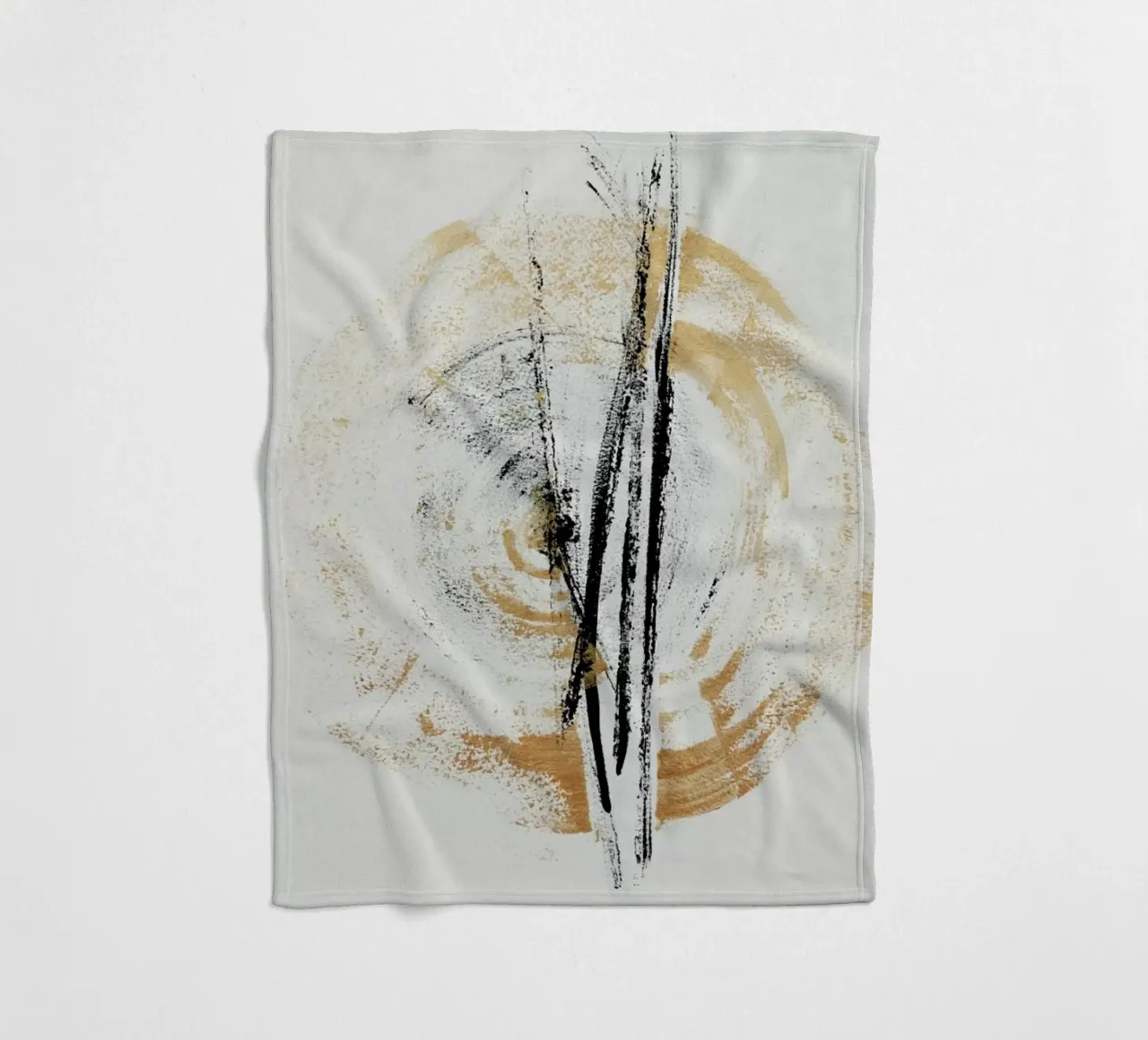Gold und Schwarz Minimal Abstrakt III Fleecedecke von Ingrid Beddoes