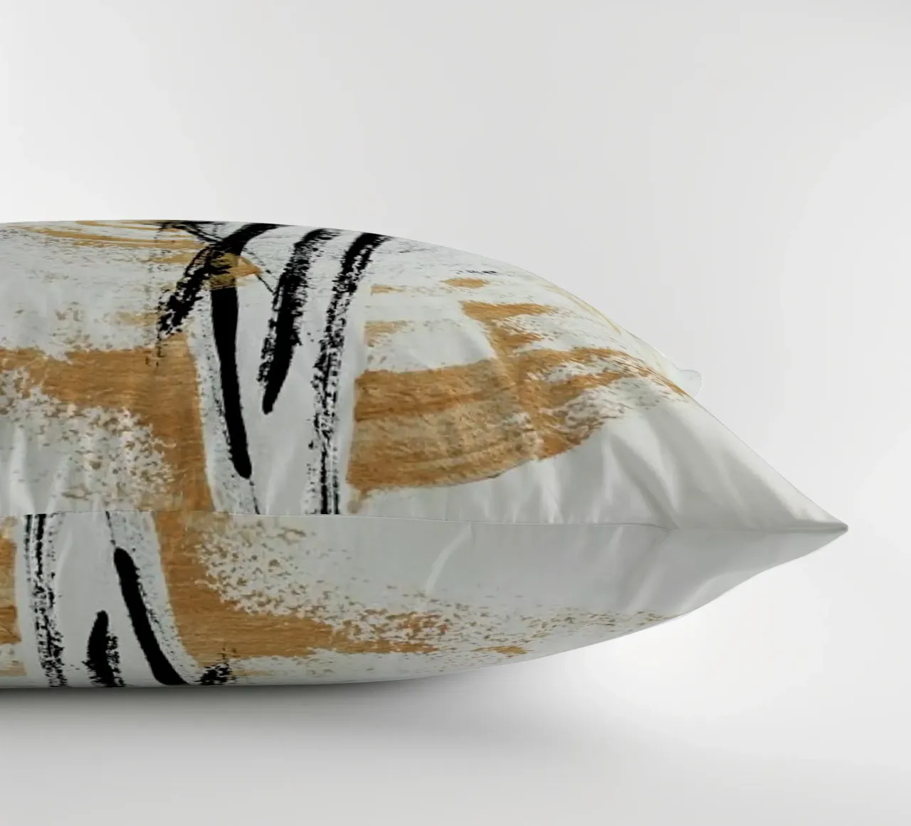 Gold And Black Minimal Abstract III decorative cushion by Ingrid Beddoes