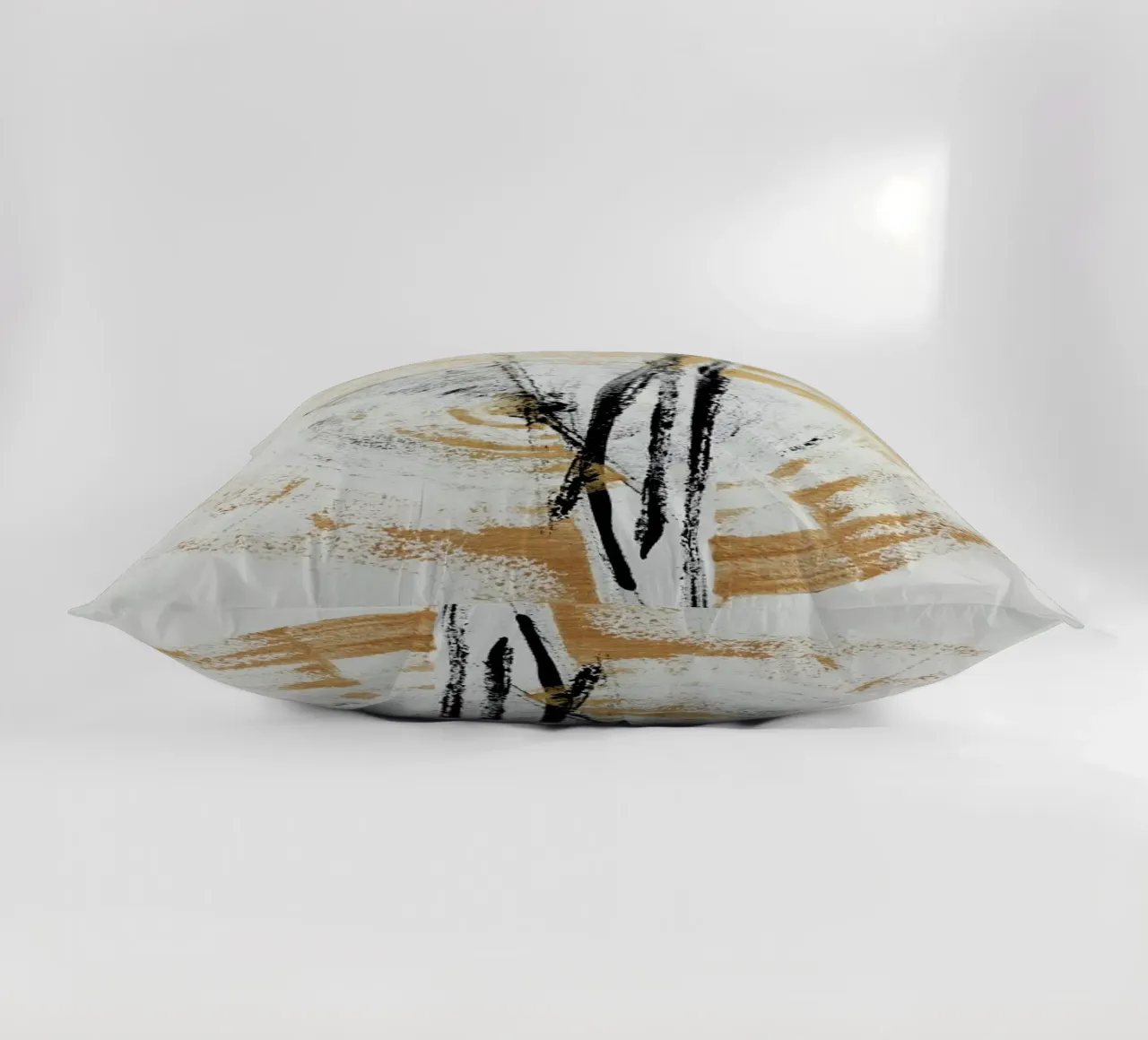 Gold And Black Minimal Abstract III decorative cushion by Ingrid Beddoes