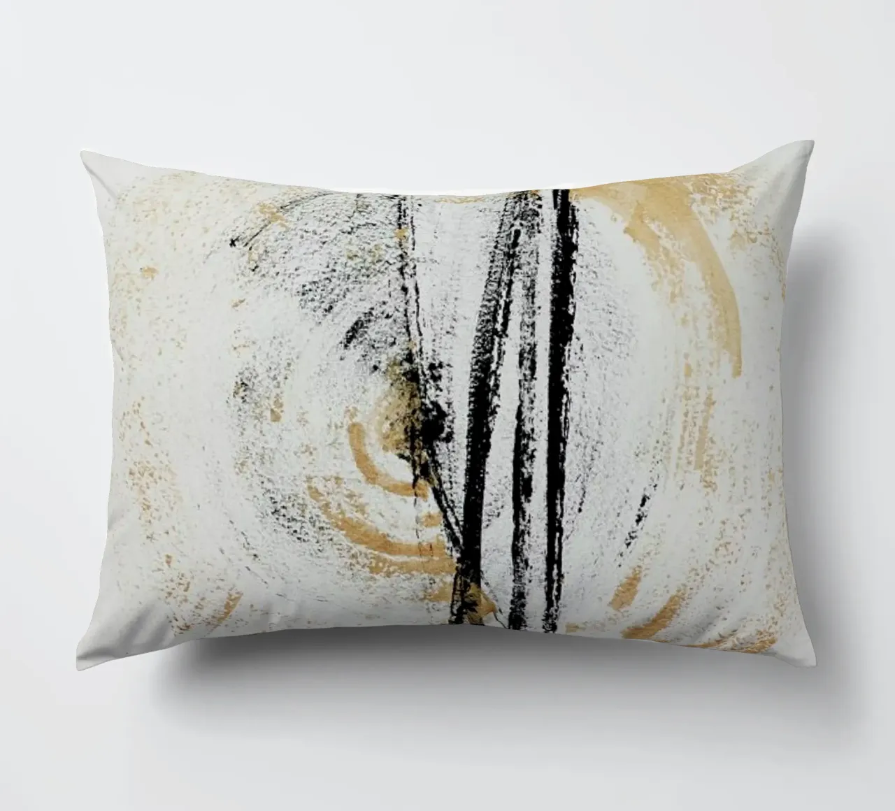 Gold And Black Minimal Abstract III decorative cushion by Ingrid Beddoes