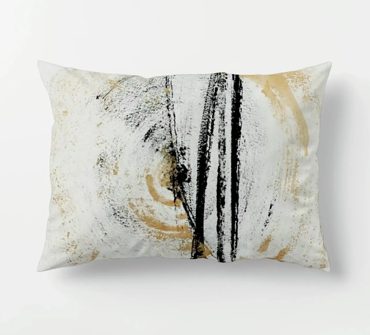 Gold And Black Minimal Abstract III decorative cushion by Ingrid Beddoes