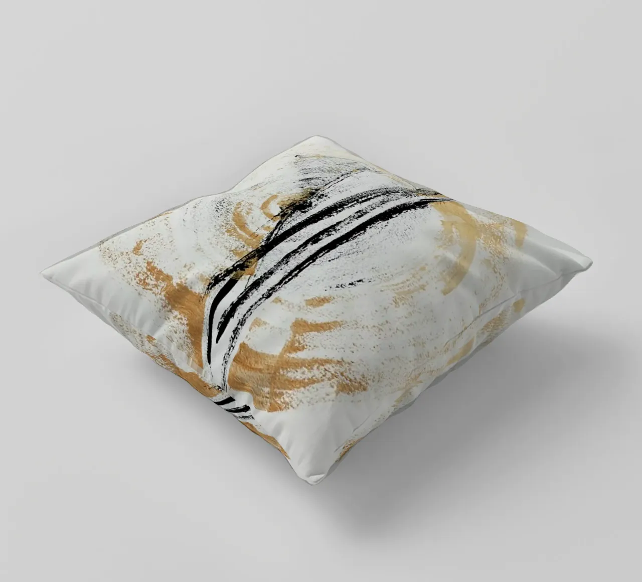 Gold And Black Minimal Abstract III decorative cushion by Ingrid Beddoes