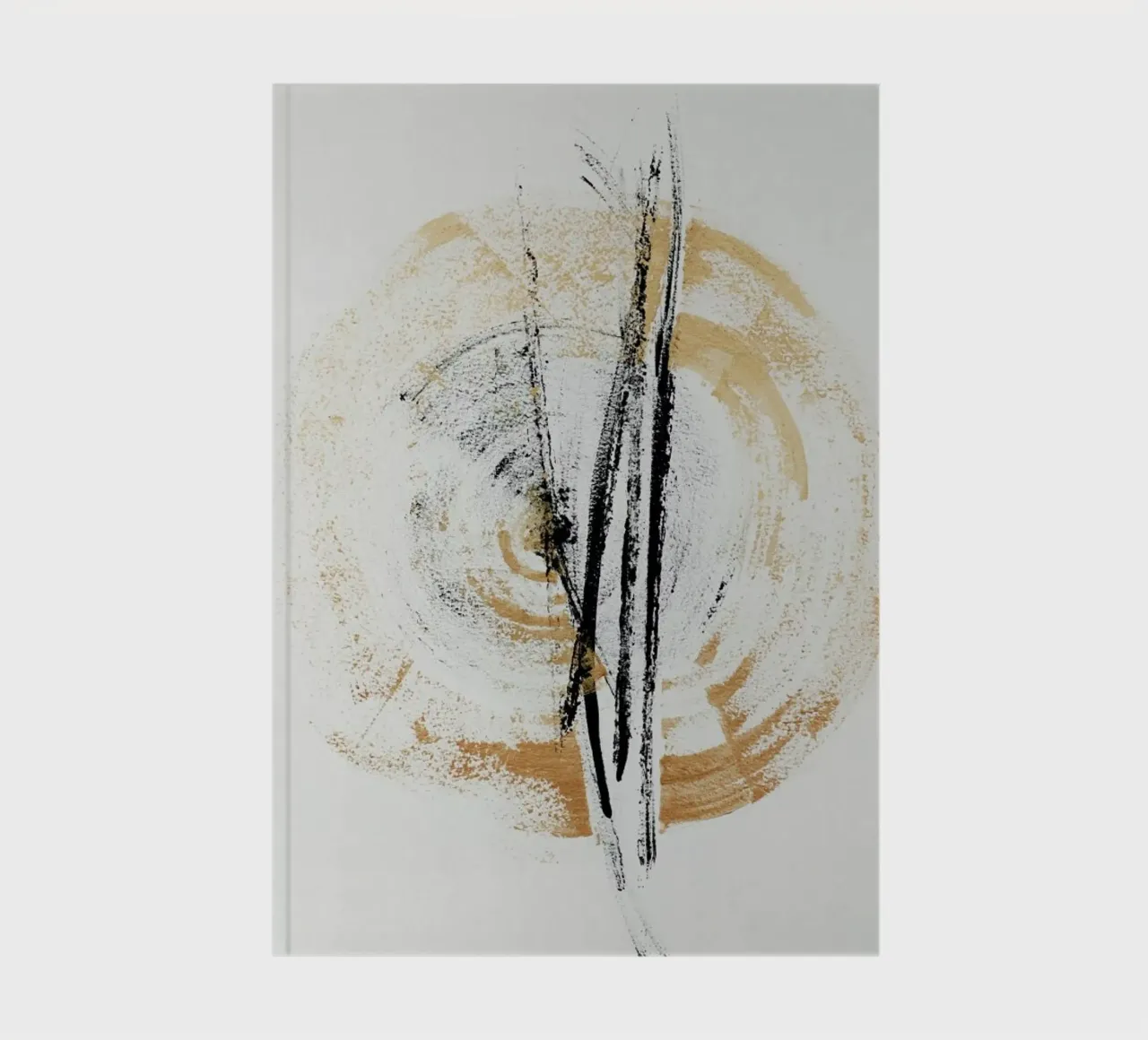 Gold And Black Minimal Abstract III notebook by Ingrid Beddoes