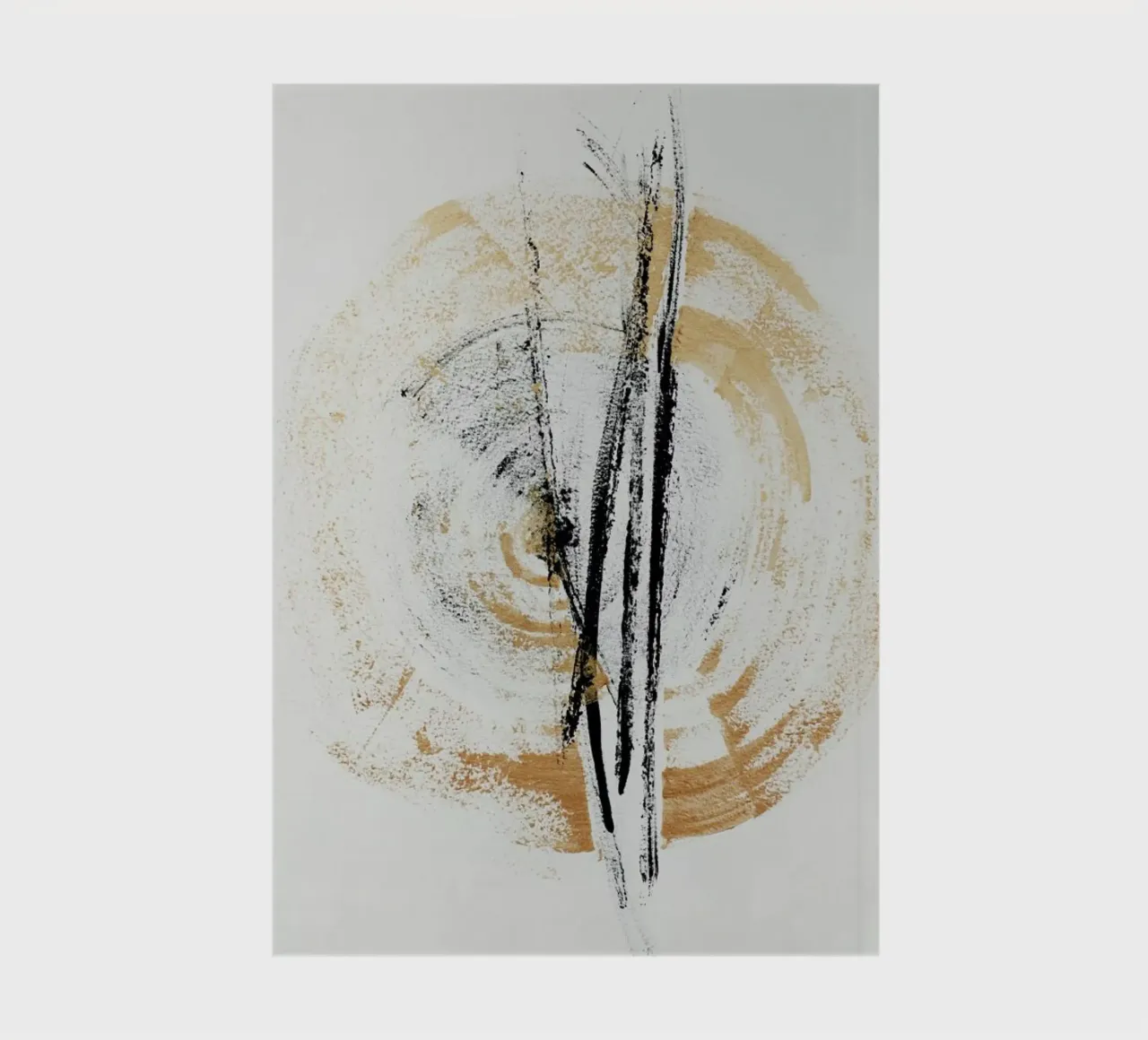 Gold And Black Minimal Abstract III notebook by Ingrid Beddoes