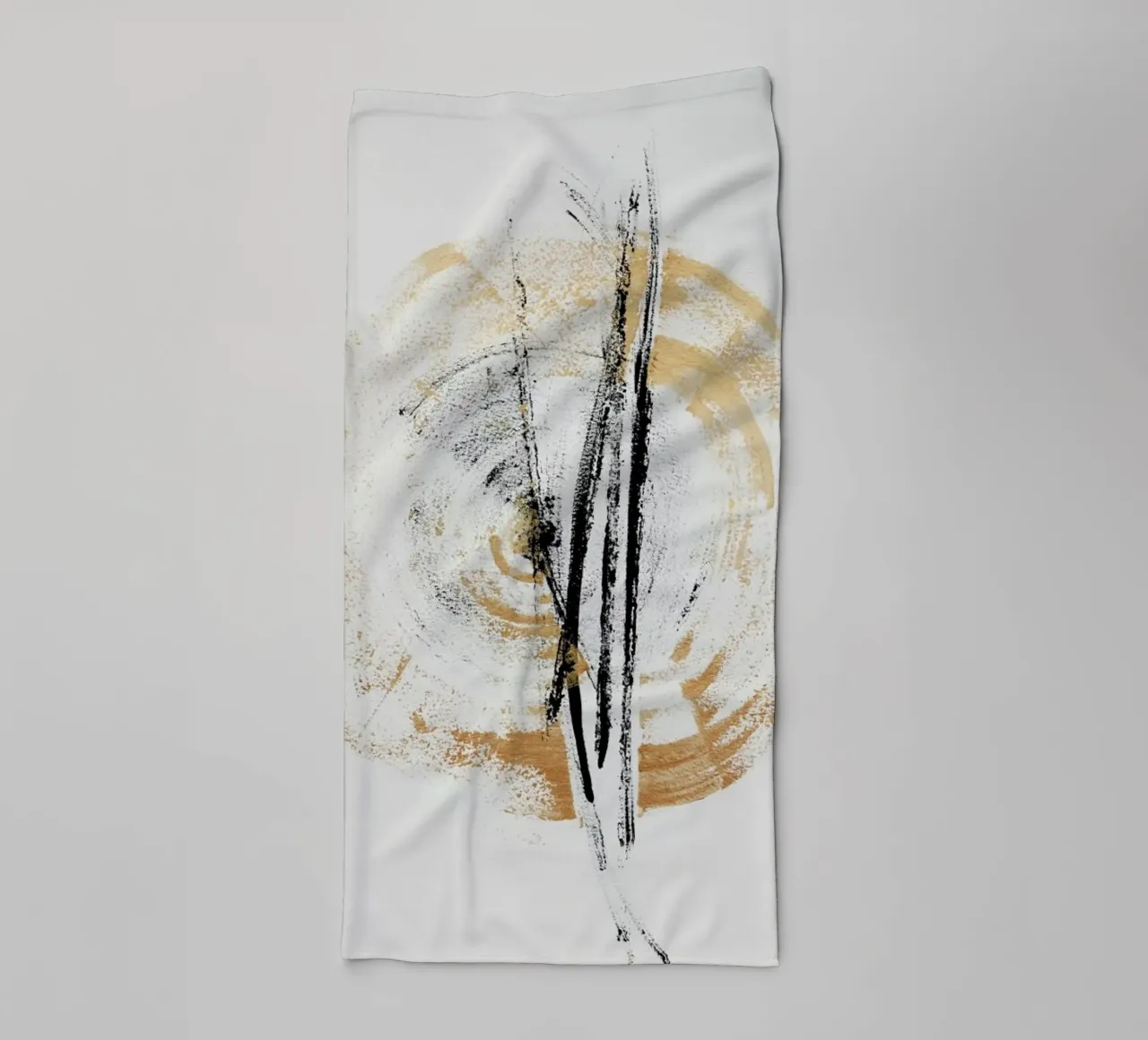 Gold And Black Minimal Abstract III towel by Ingrid Beddoes
