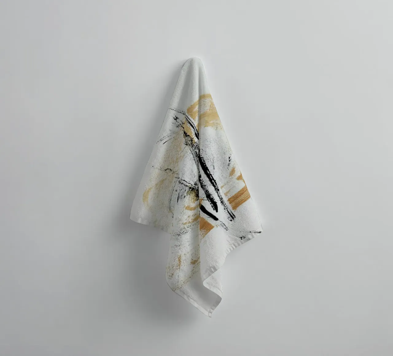 Gold And Black Minimal Abstract III towel by Ingrid Beddoes