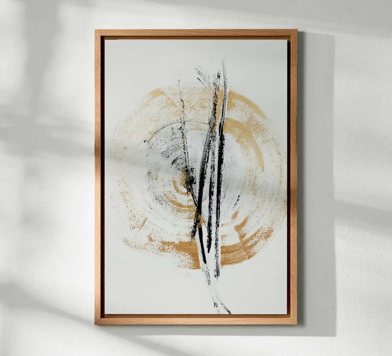 Gold And Black Minimal Abstract III canvas by Ingrid Beddoes