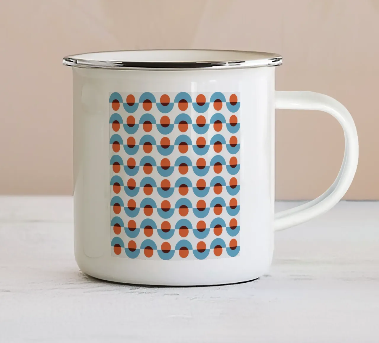 Up and down seamless geometry pattern enamel mug by Little Dean