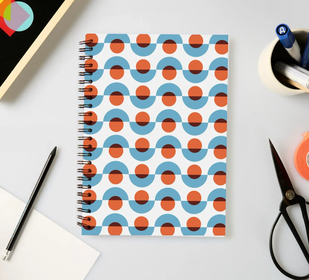 Up and down seamless geometry pattern spiral notebook by Little Dean