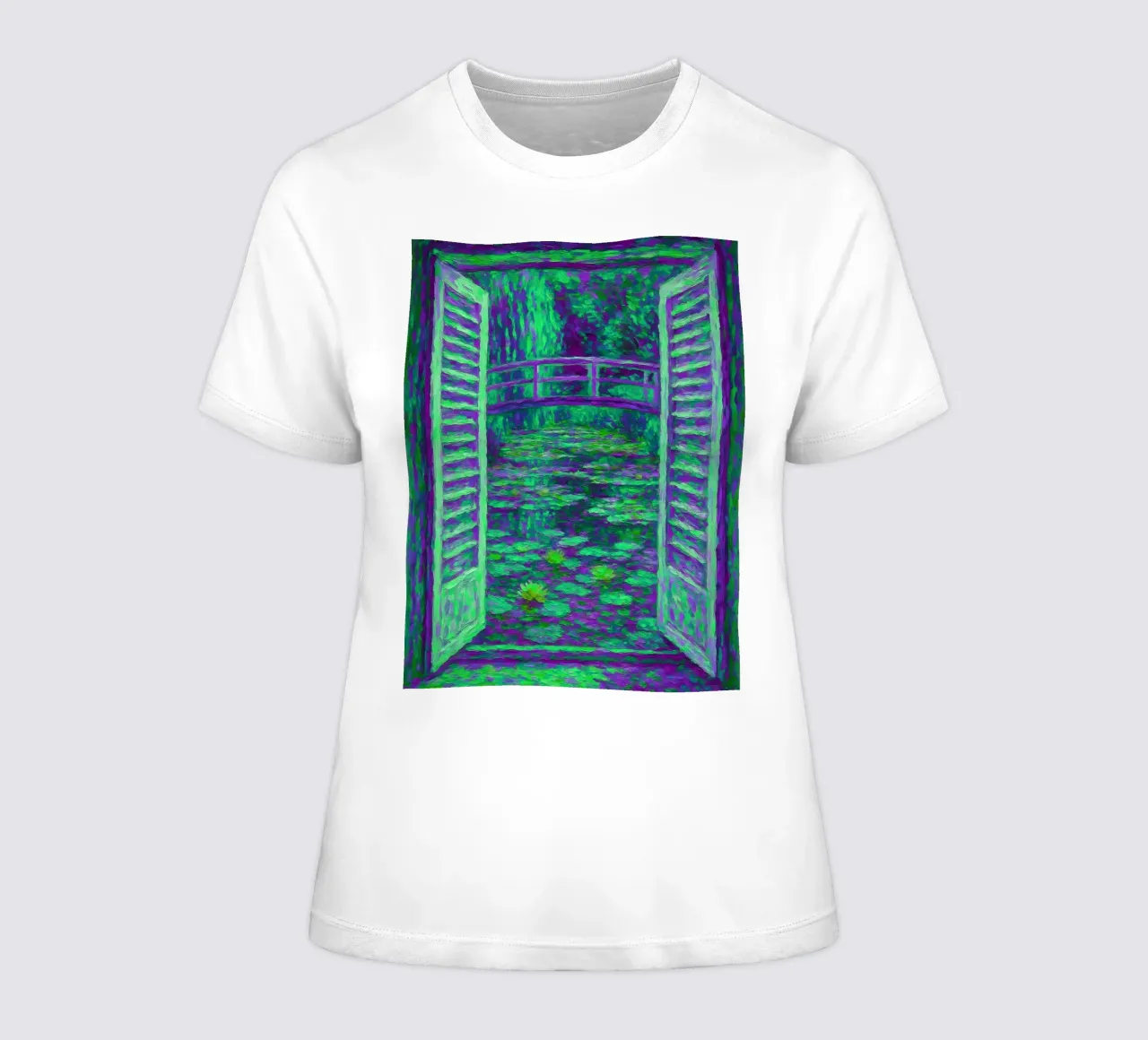 Nénuphar Vue sur l'étang Style Monet t-shirt ajusté pour femmes de ARTOMATIC