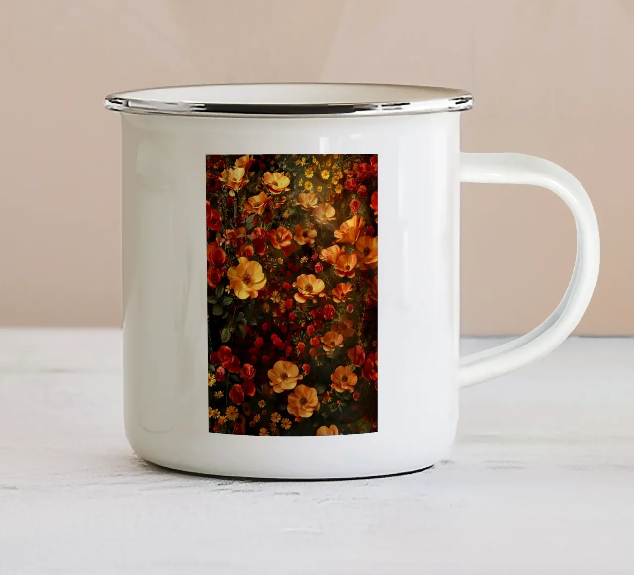 Flowers Garden Orange Red A tazza in smalto da Mateo
