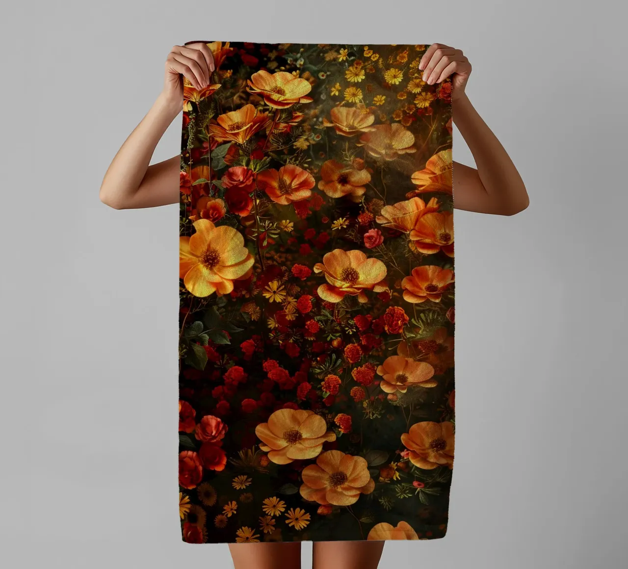 Flowers Garden Orange Red A asciugamano da bagno da Mateo