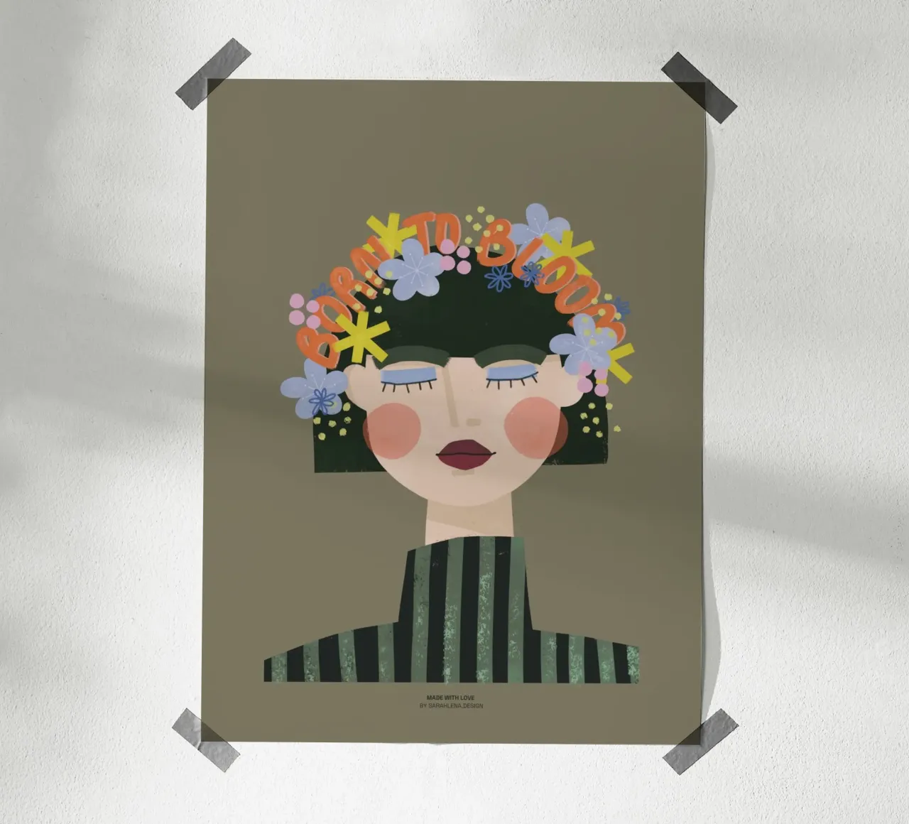 NATA PER FIORIRE - FIORAIA poster con telaio in legno da sarahlenadesign