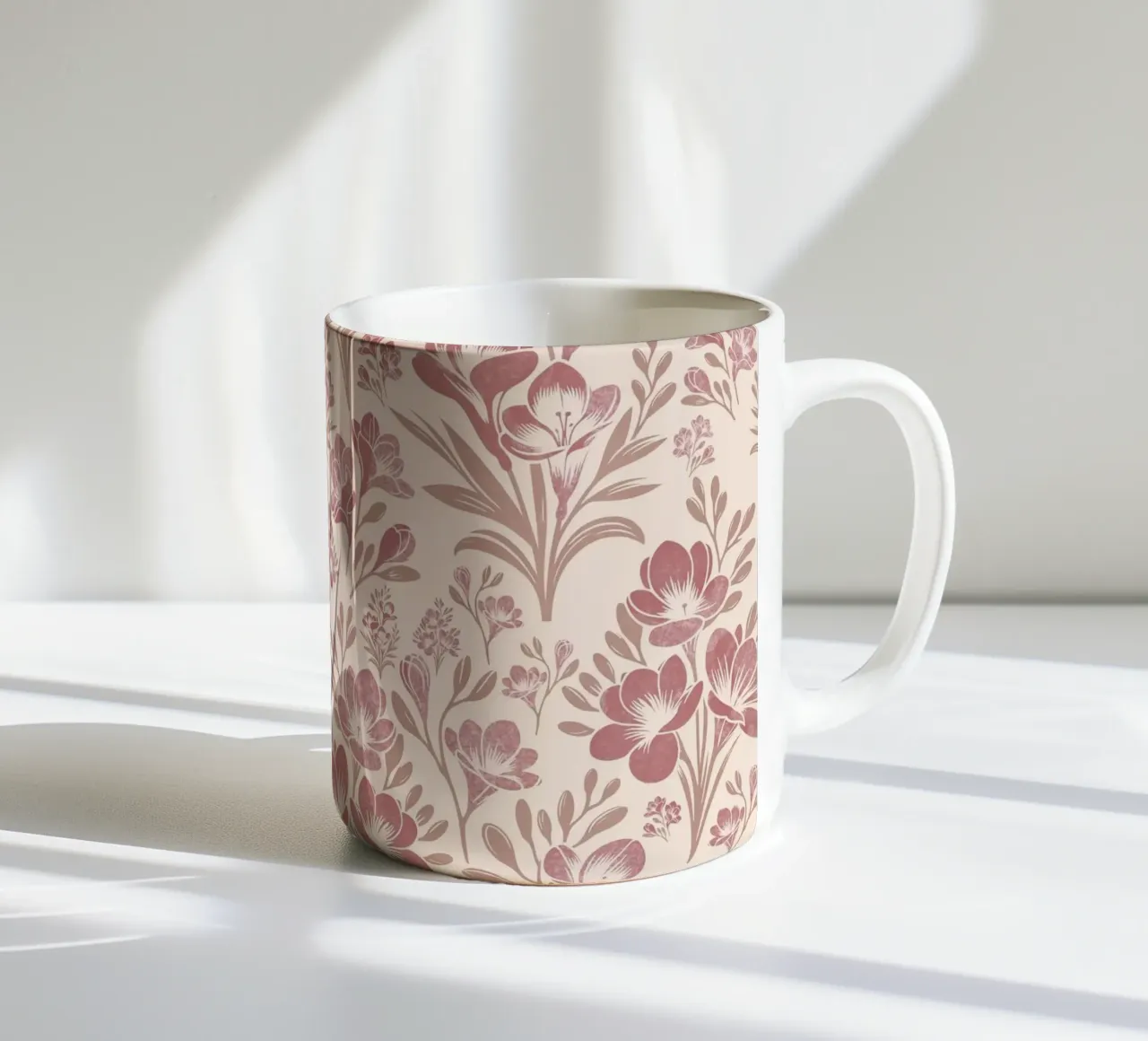 Fiori di fresia neutri tazza in ceramica da SilverPegasus