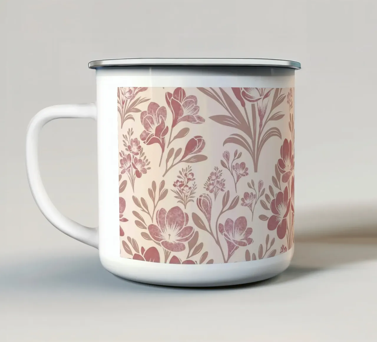 Fiori di fresia neutri tazza in smalto da SilverPegasus