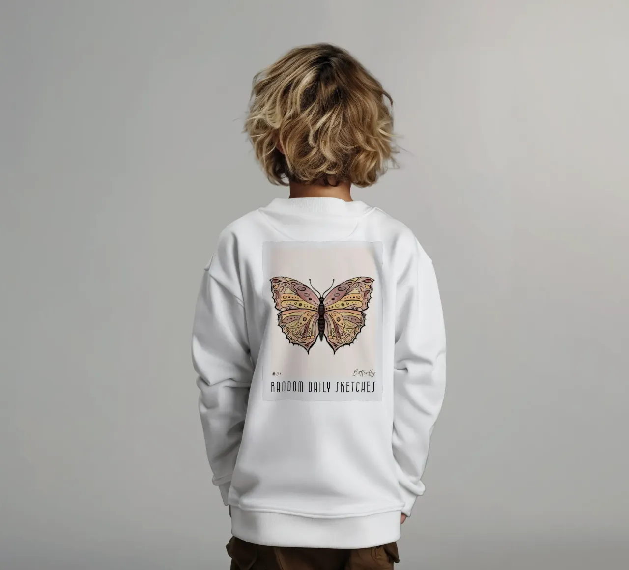Schizzi giornalieri casuali Butterfly felpa bambino da words-in-frames