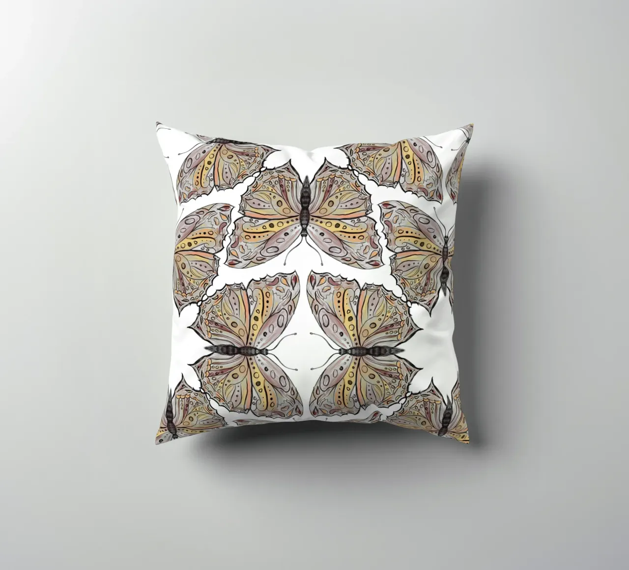 Schizzi giornalieri casuali Butterfly cuscino da words-in-frames