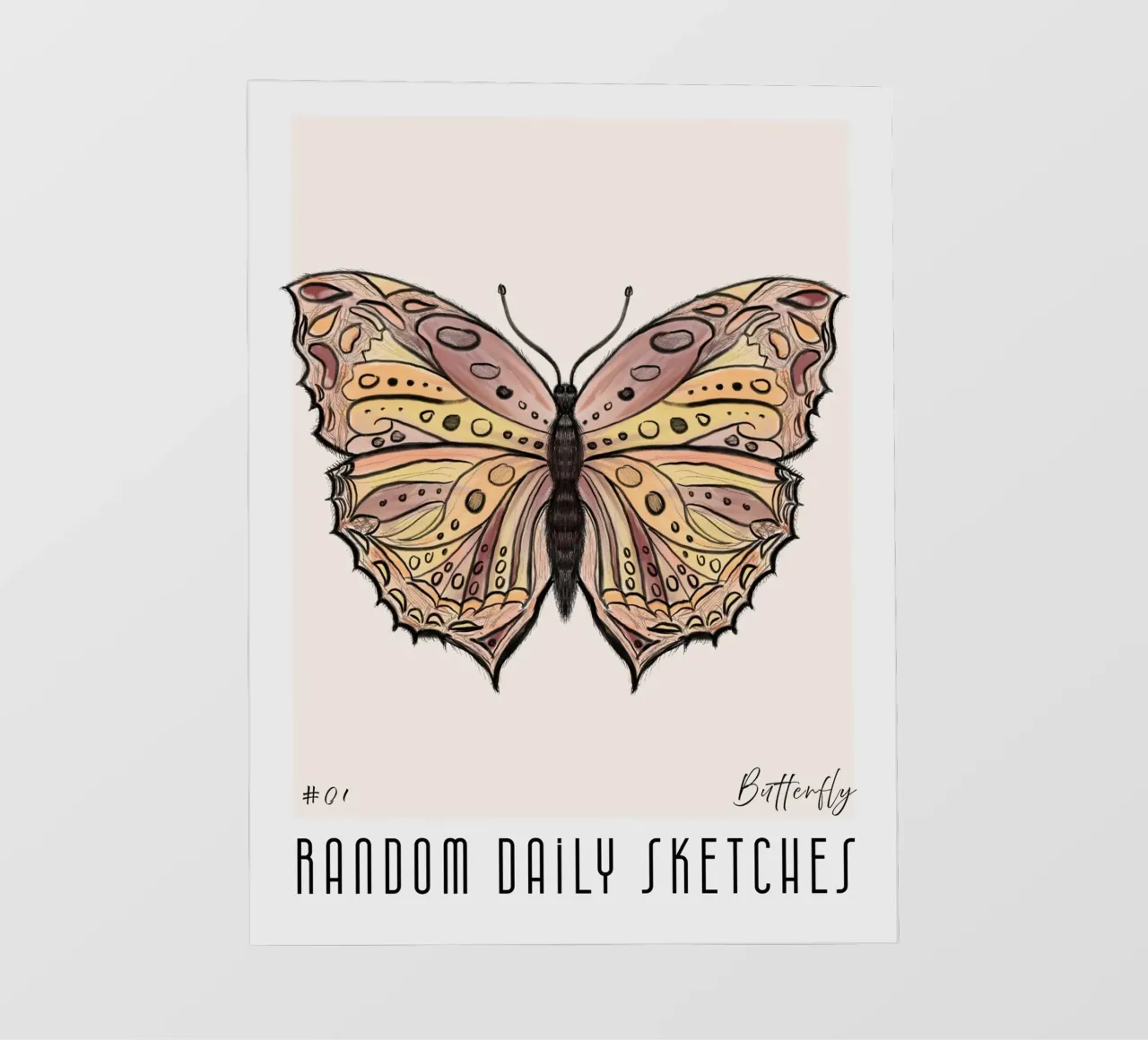 Schizzi giornalieri casuali Butterfly pellicola backlit da words-in-frames