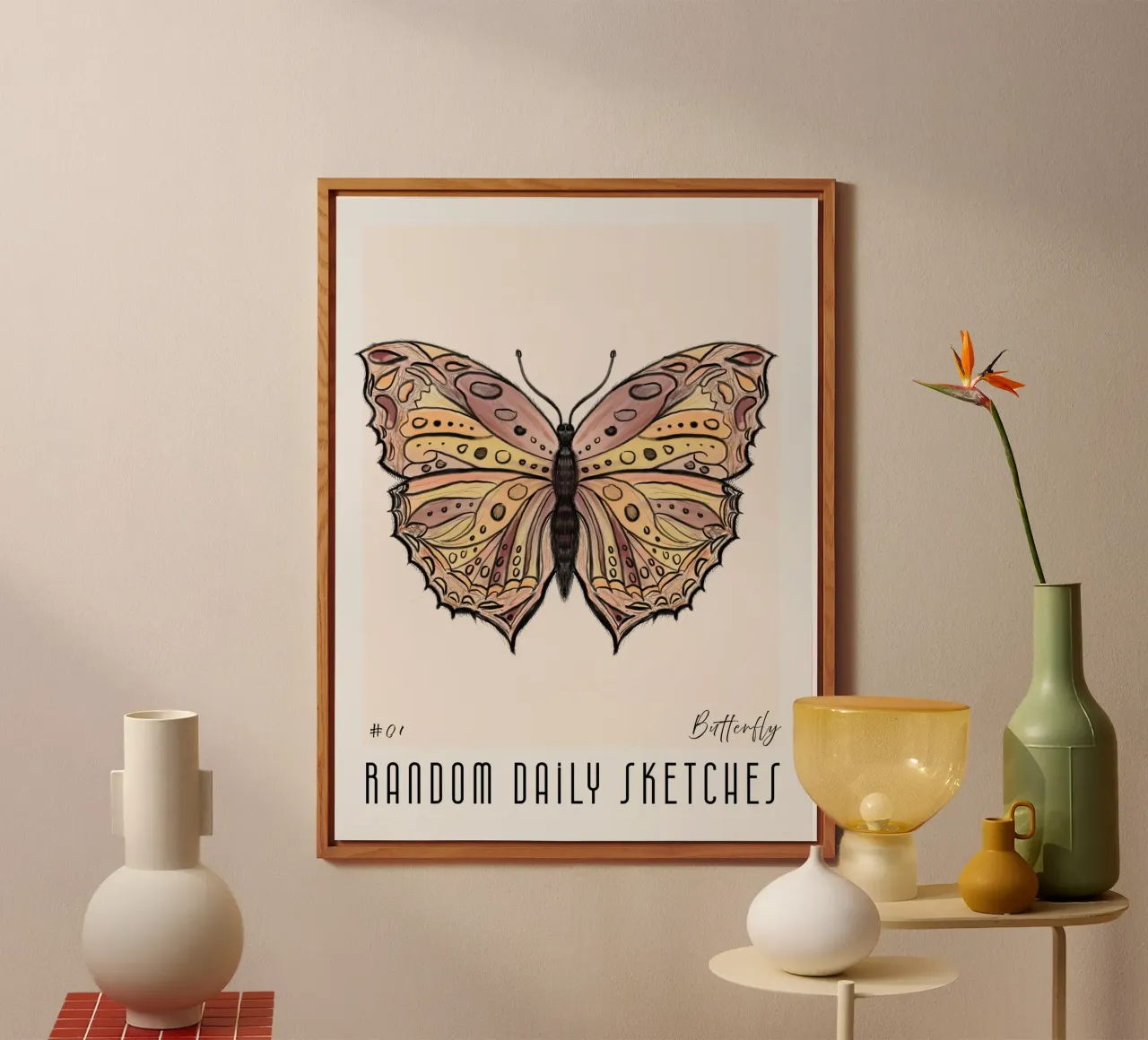 Schizzi giornalieri casuali Butterfly alluminio dibond da words-in-frames