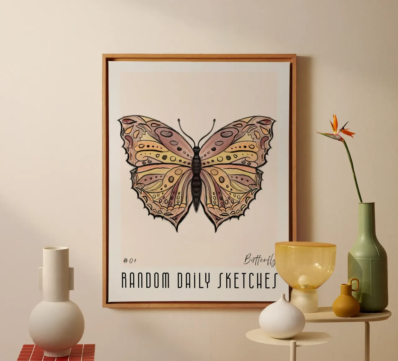 Random daily sketches Butterfly canvas by words-in-frames