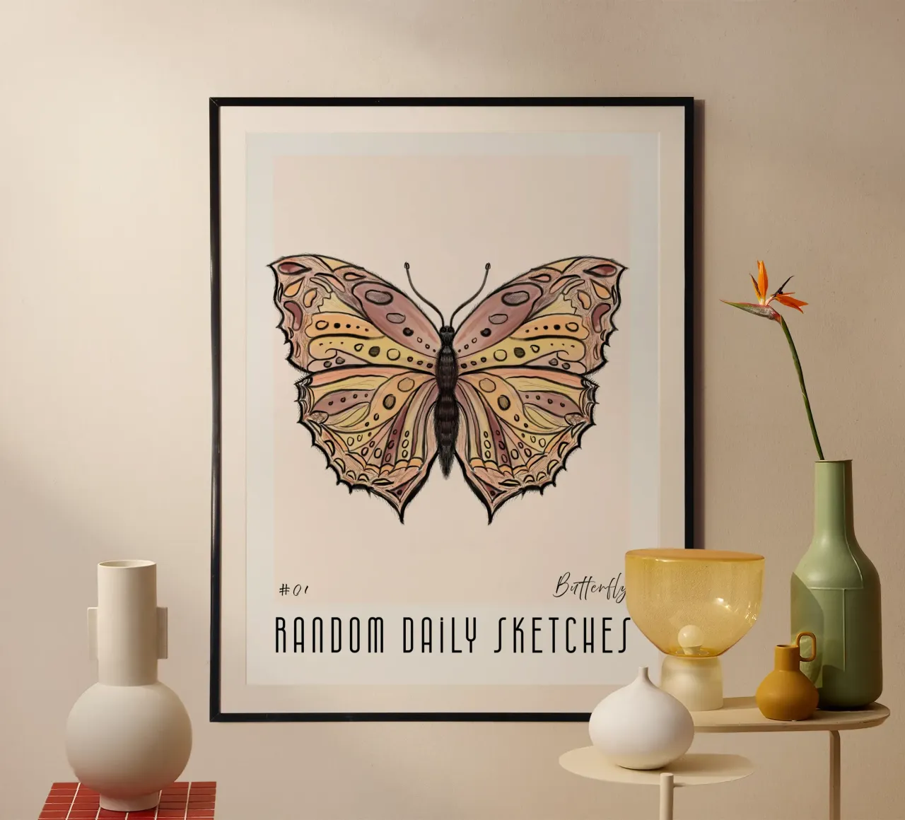 Random daily sketches Butterfly hahnemühle by words-in-frames