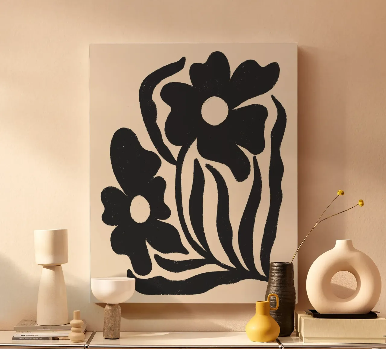 Silhouette floreali strutturate tela con Cornice a cassetta da Wackapacka
