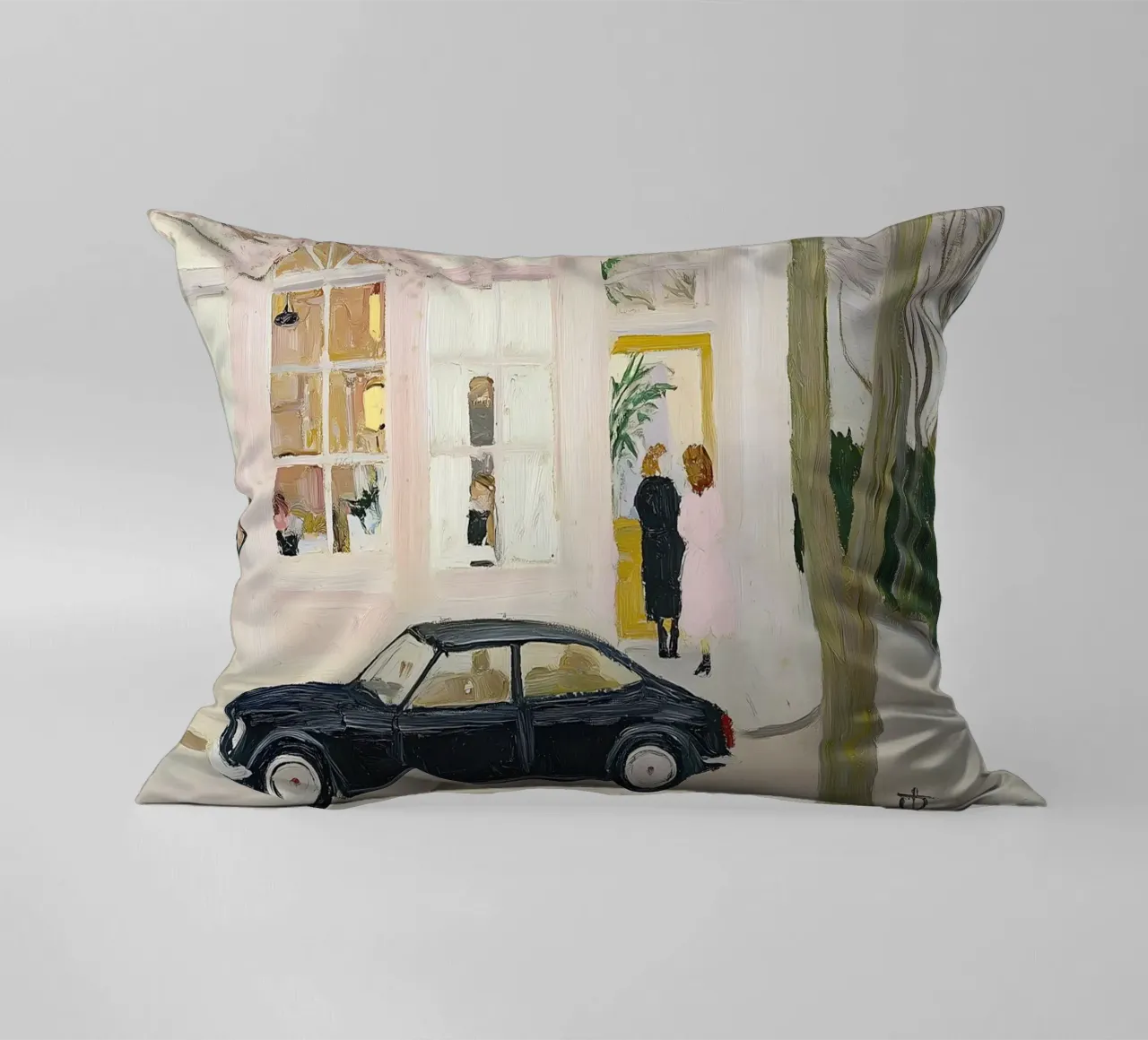 Stampa auto e caffè retrò cuscino da Little Lila