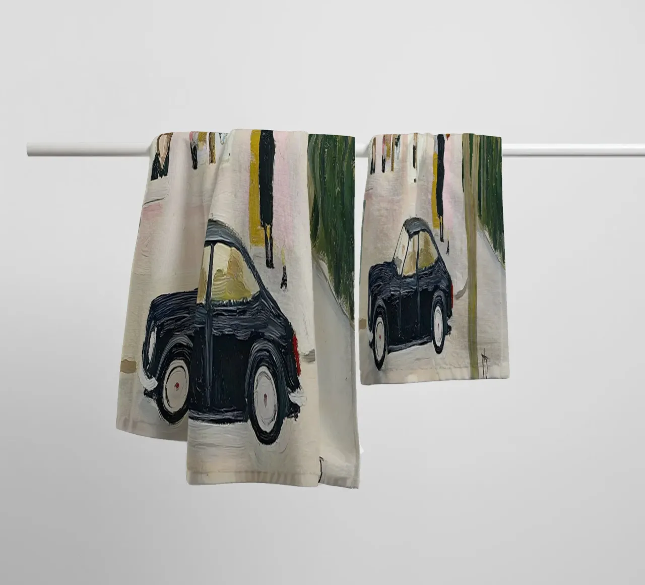 Stampa auto e caffè retrò asciugamano da bagno da Little Lila