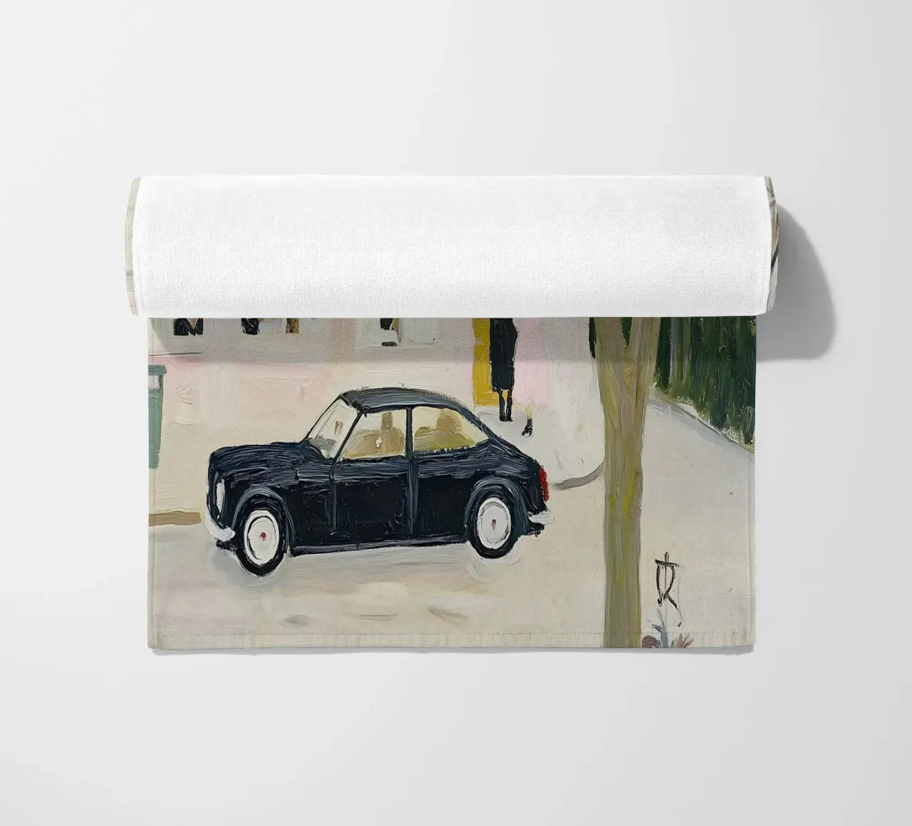 Stampa auto e caffè retrò telo mare da Little Lila
