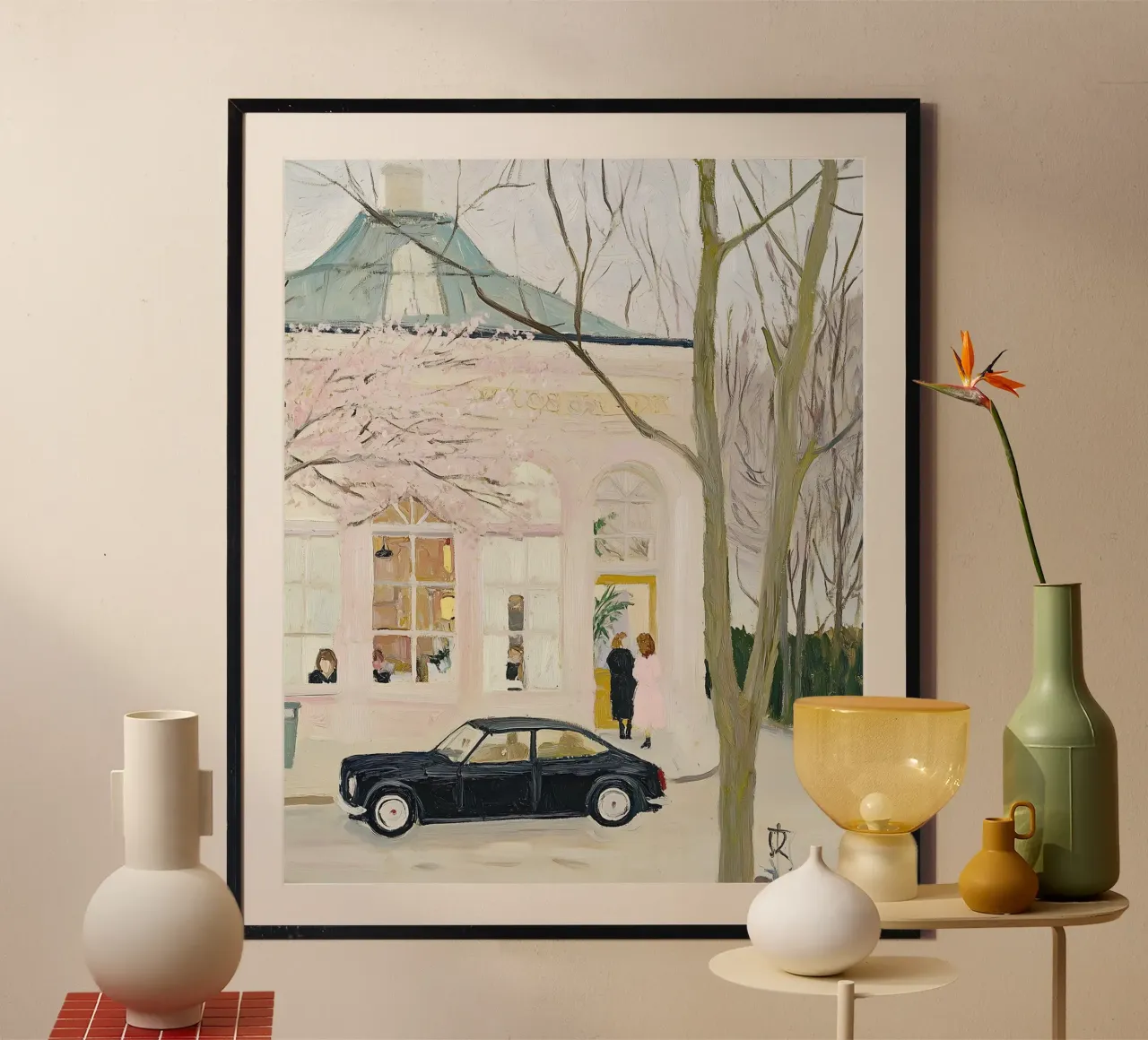 Stampa auto e caffè retrò poster con telaio in plastica da Little Lila