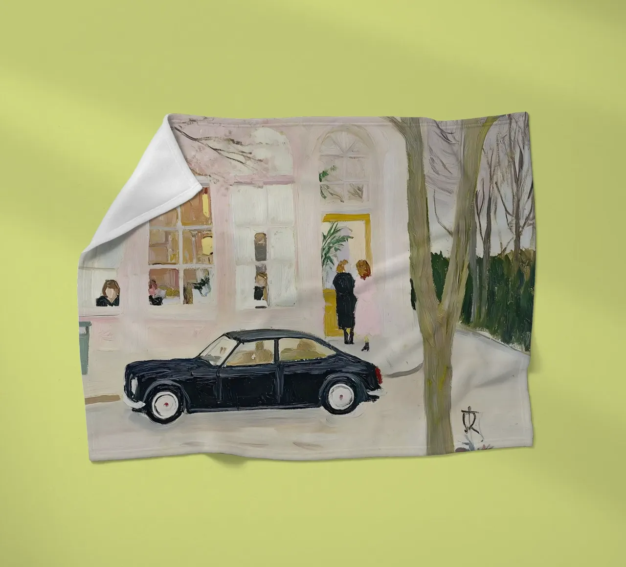 Stampa auto e caffè retrò coperta in pile da Little Lila