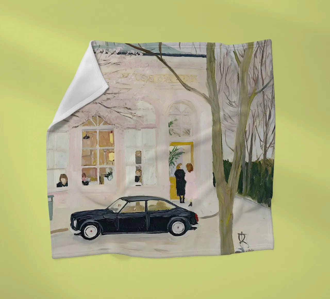 Stampa auto e caffè retrò coperta in pile da Little Lila