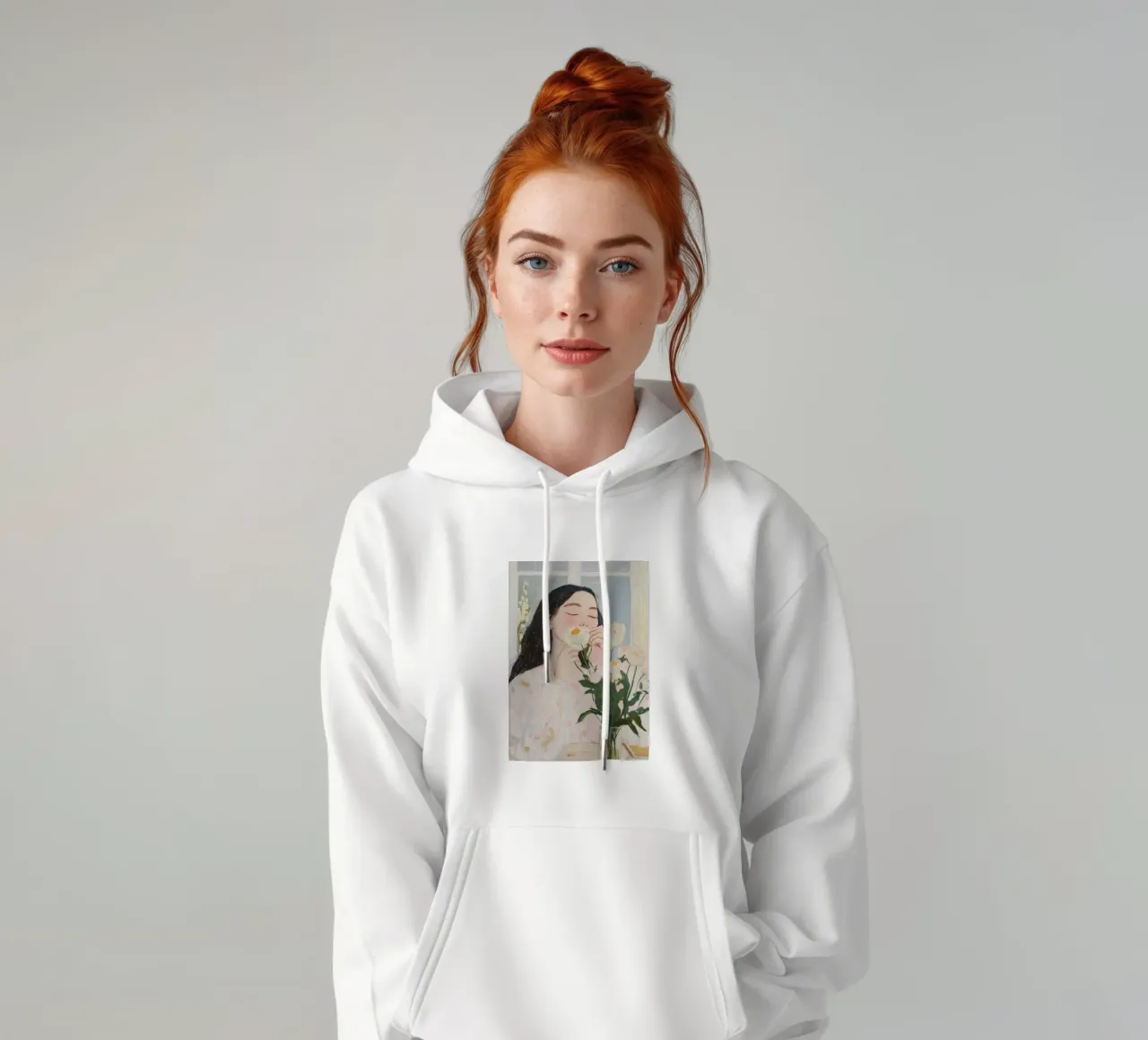 Impresión artística de mujer abstracta con flores sudadera con capucha de Little Lila