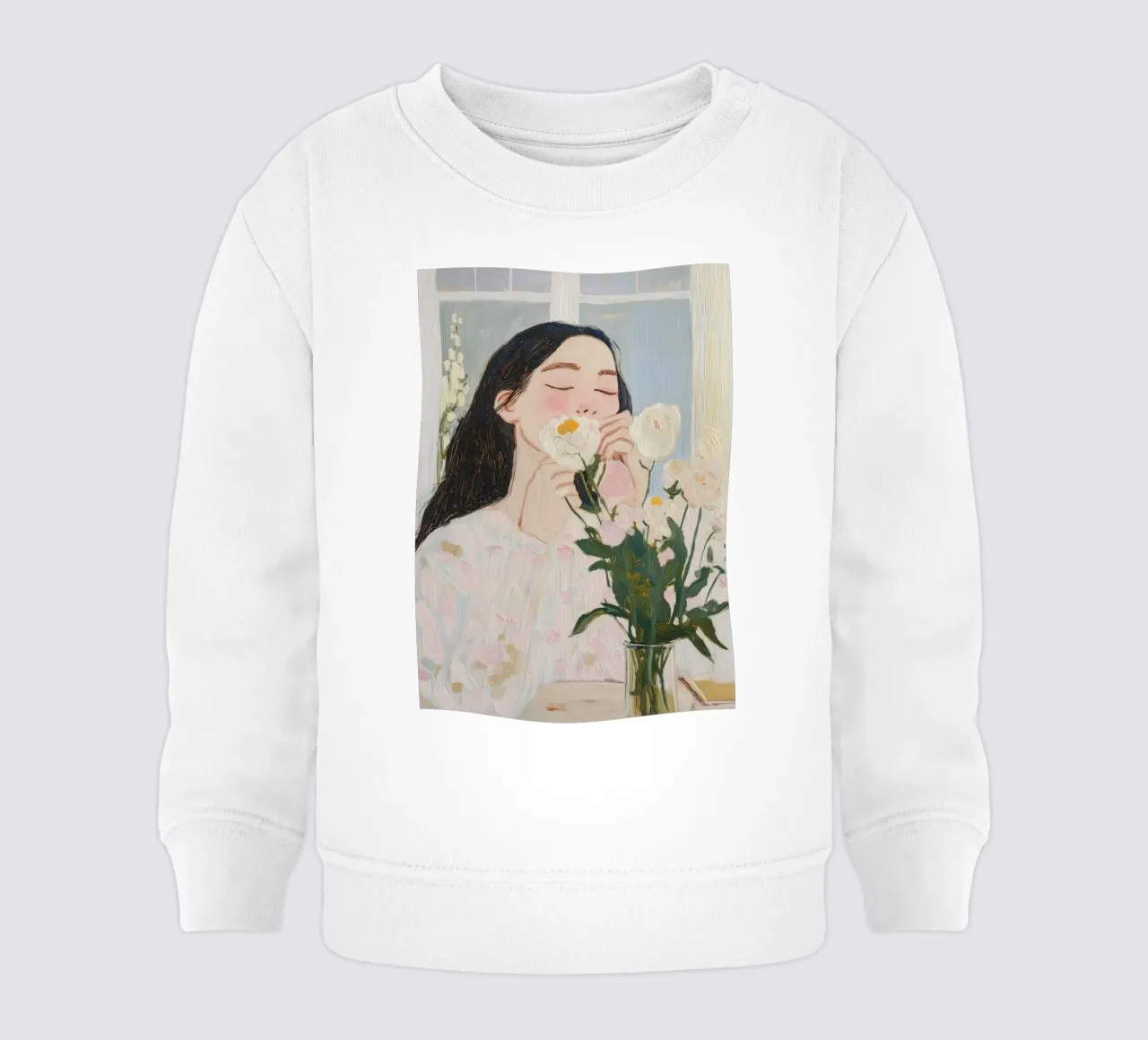 Impresión artística de mujer abstracta con flores sudadera de bebé de Little Lila