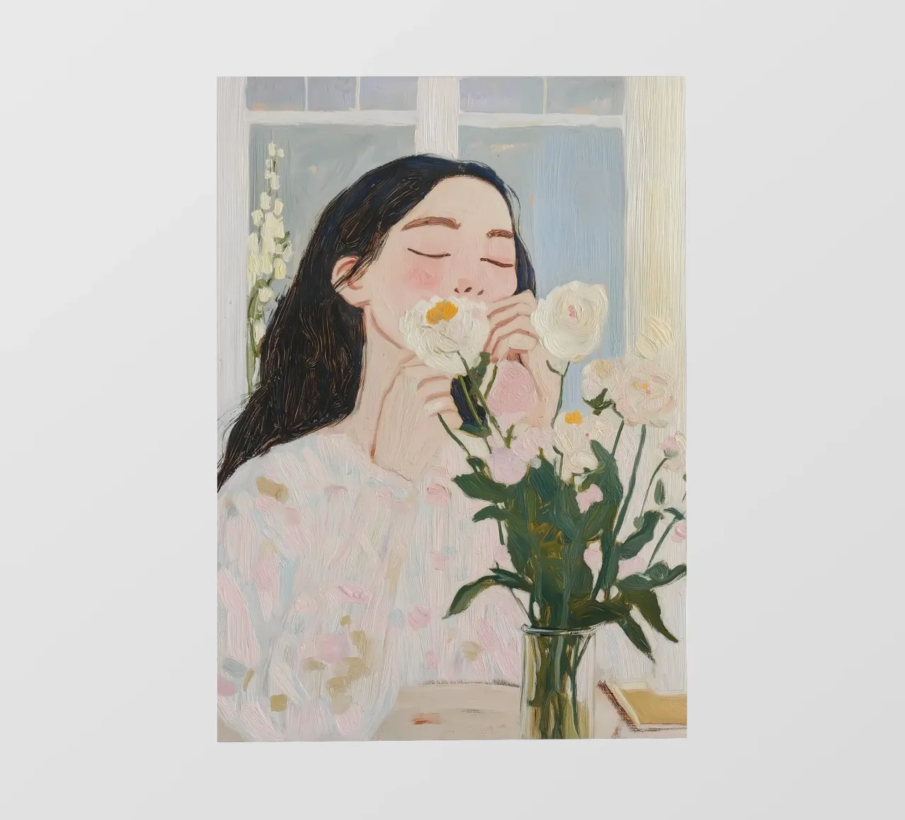 Abstract Woman with Flowers Art Print photo wallpaper by Little Lila