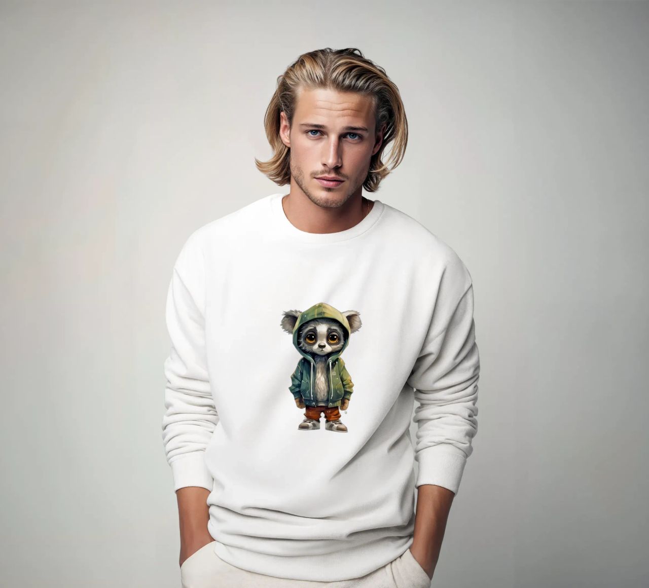 Lémurien en aquarelle dans un sweat à capuche sweat de Animal Portraits