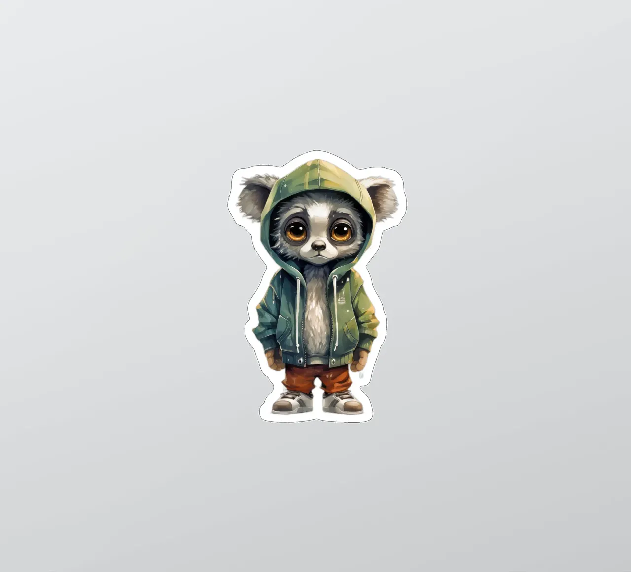 Aquarell Cartoon Lemur im Kapuzenpulli Sticker von Animal Portraits