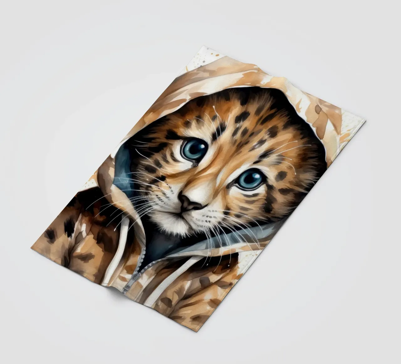 Leopardo acquerellato in felpa con cappuccio coperta in pile da Animal Portraits