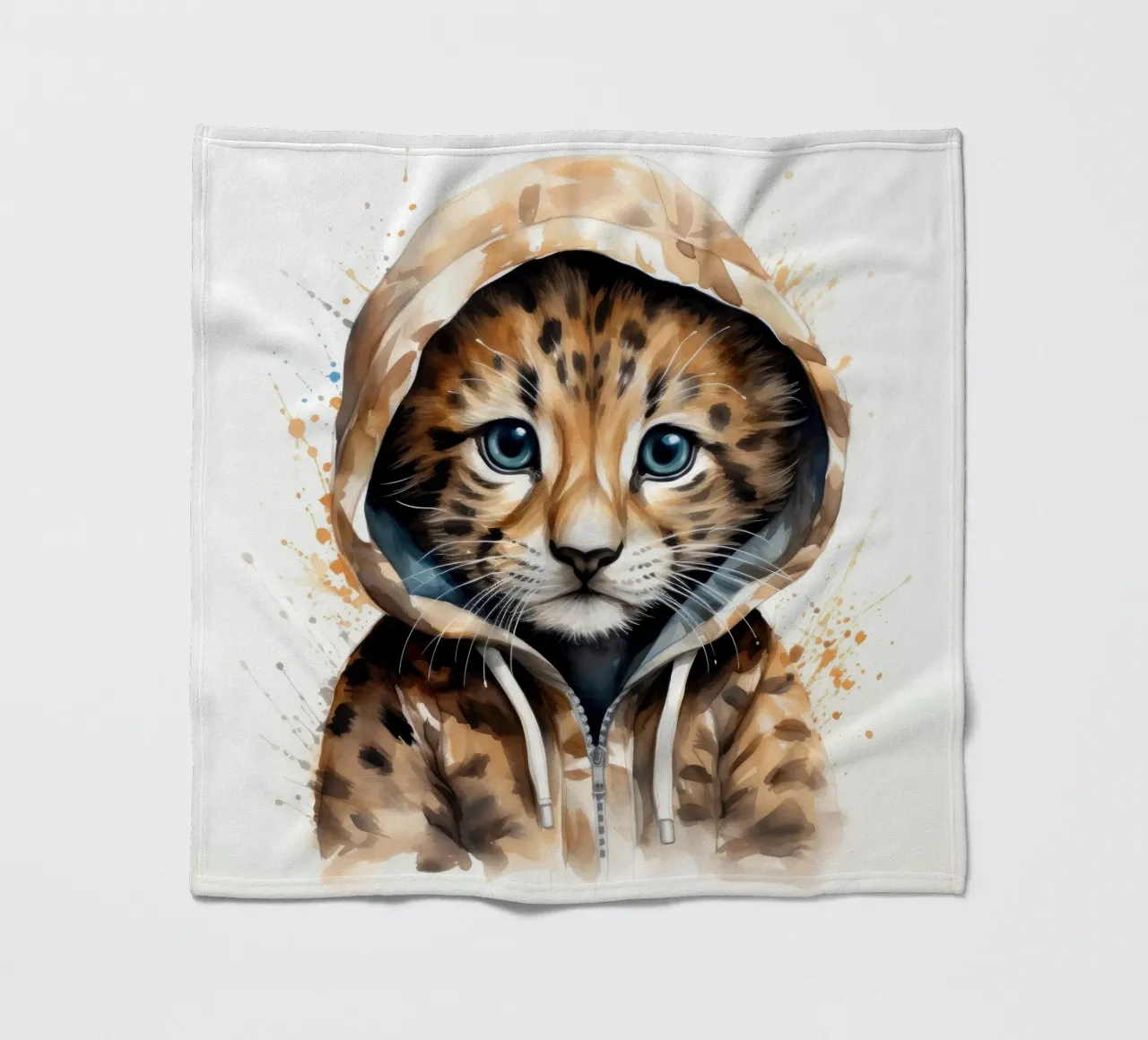 Leopardo acquerellato in felpa con cappuccio coperta in pile da Animal Portraits