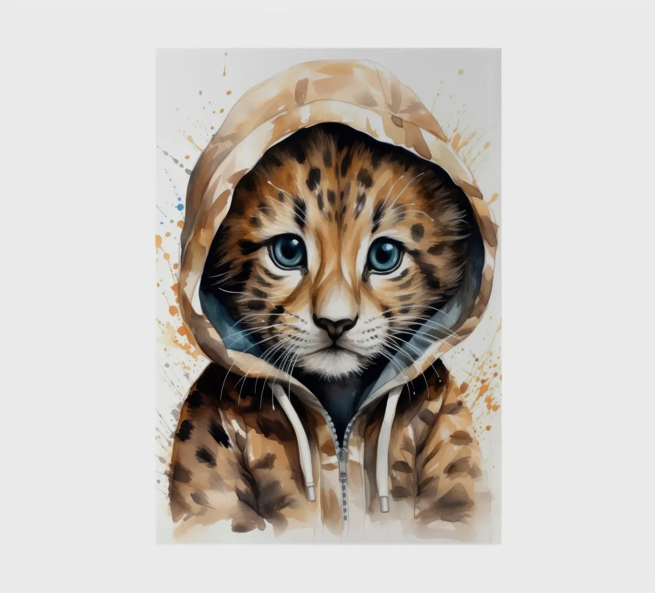 Léopard en aquarelle dans un sweat à capuche carnet de notes de Animal Portraits