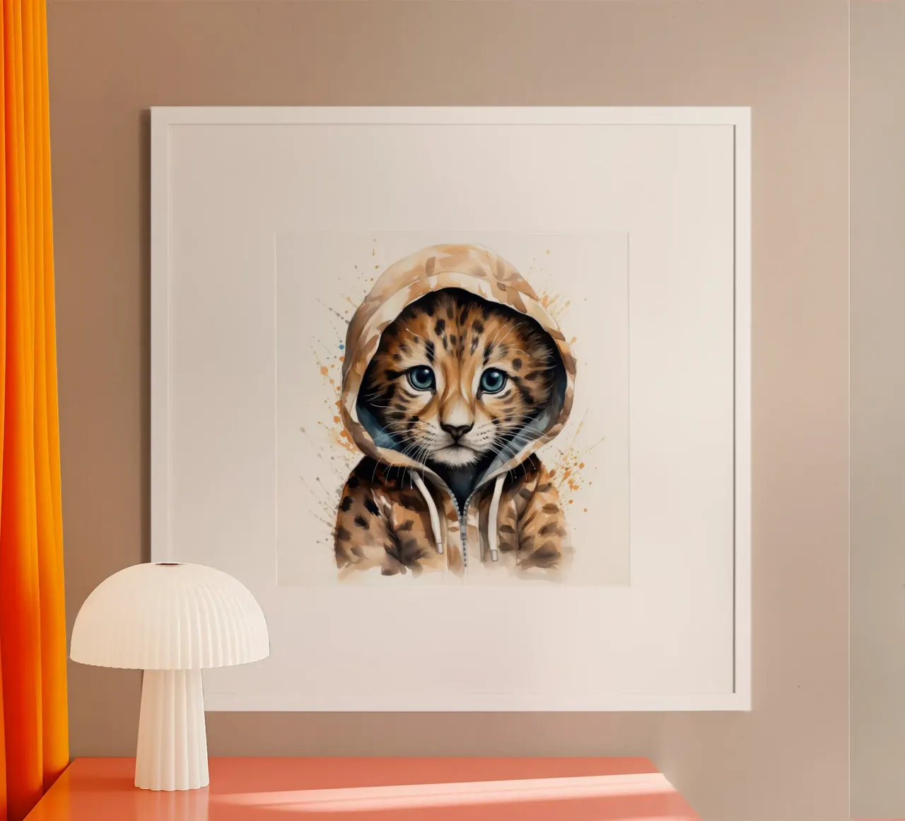 Leopardo acquerellato in felpa con cappuccio carta hahnemühle da Animal Portraits