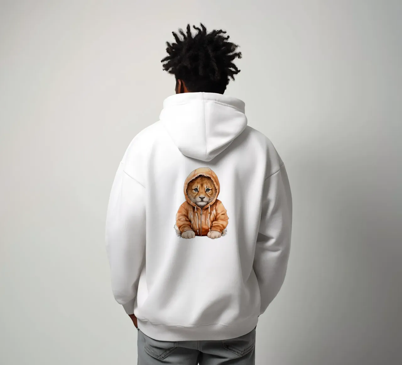 León de acuarela con capucha sudadera con capucha de Animal Portraits