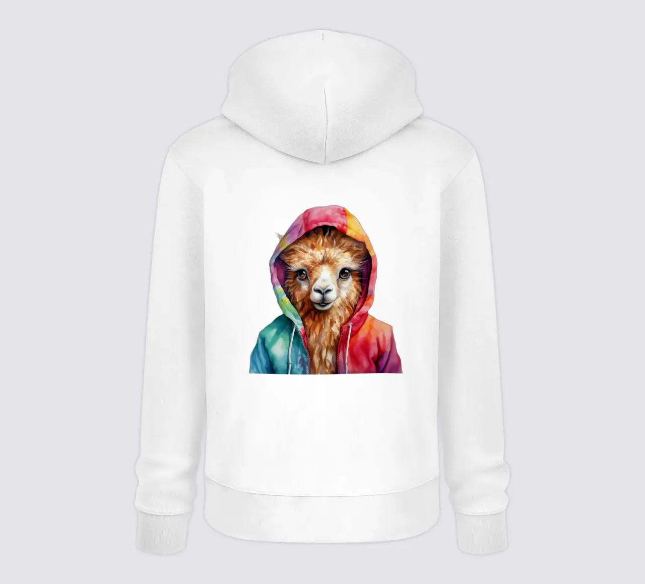 Llama de acuarela con capucha sudadera con capucha de Animal Portraits