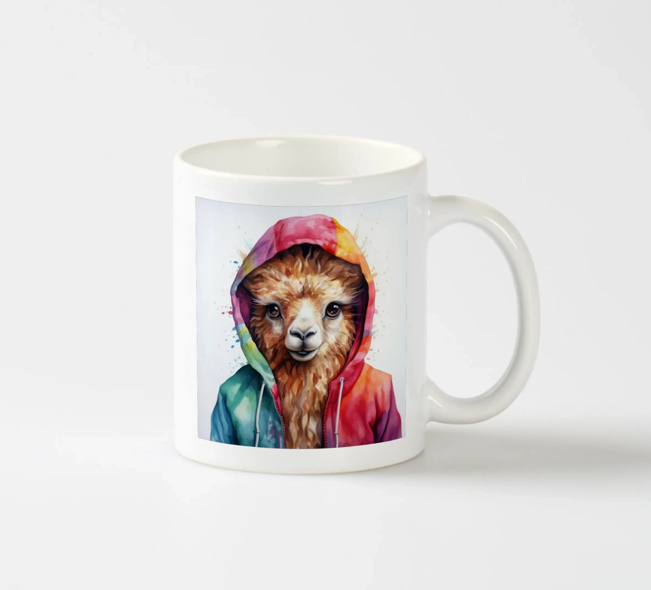 Lama acquerellato in felpa con cappuccio tazza in ceramica da Animal Portraits