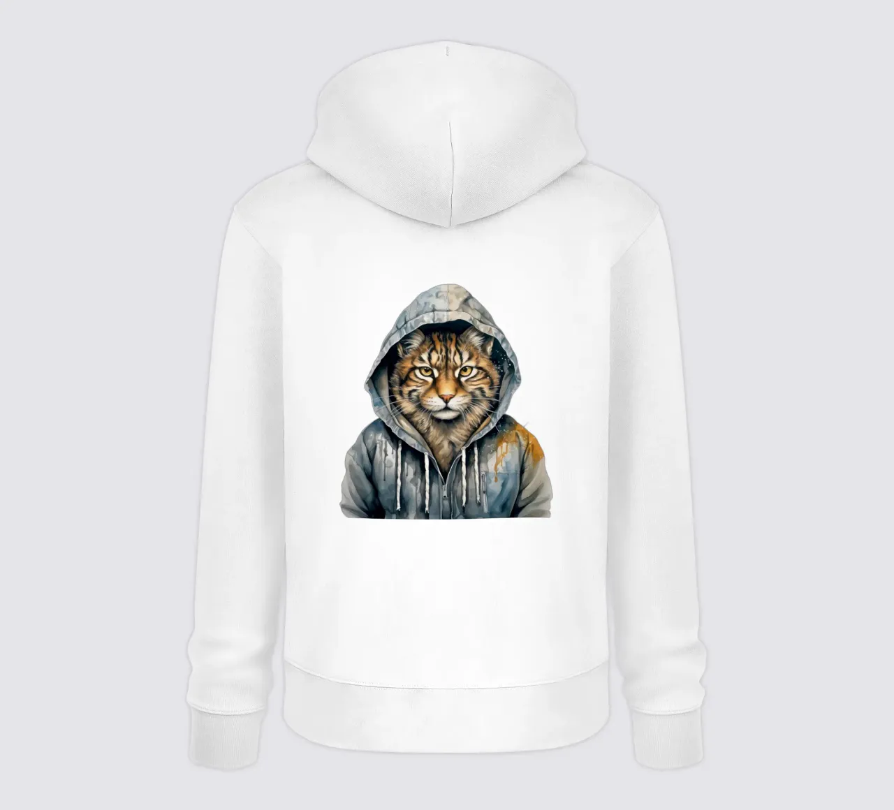 Acquerello Cartoon Lynx in felpa con cappuccio felpa con cappuccio da Animal Portraits