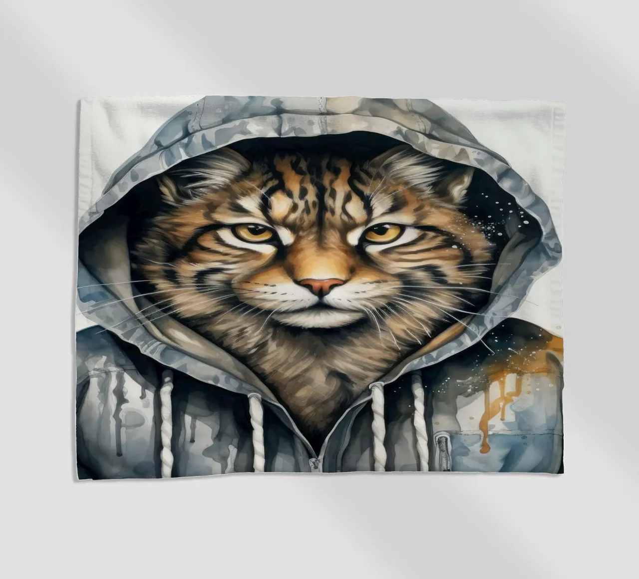 Acquerello Cartoon Lynx in felpa con cappuccio telo mare da Animal Portraits