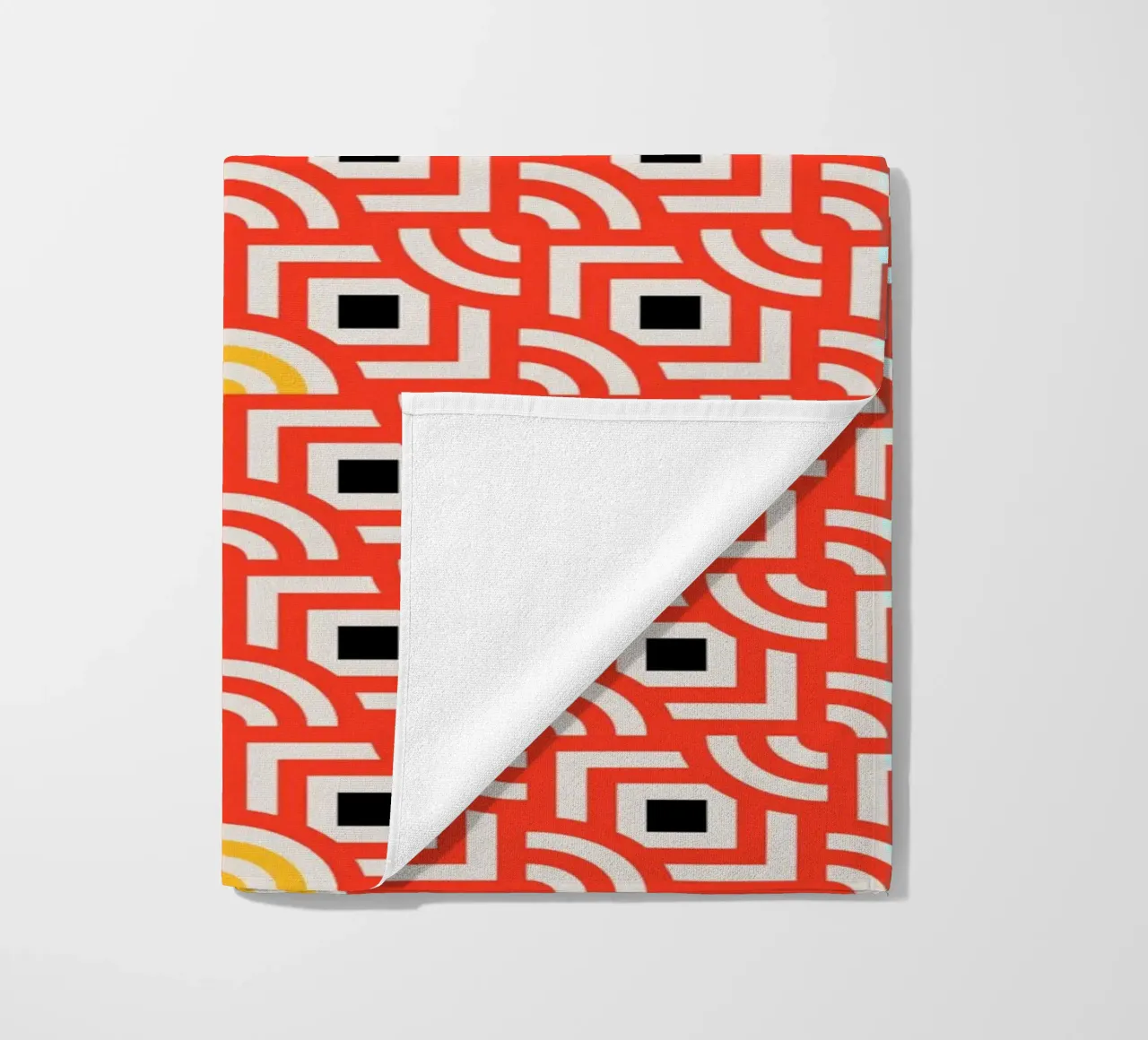 Round Pegs Square Pegs Red-Orange beach towel by SilverPegasus