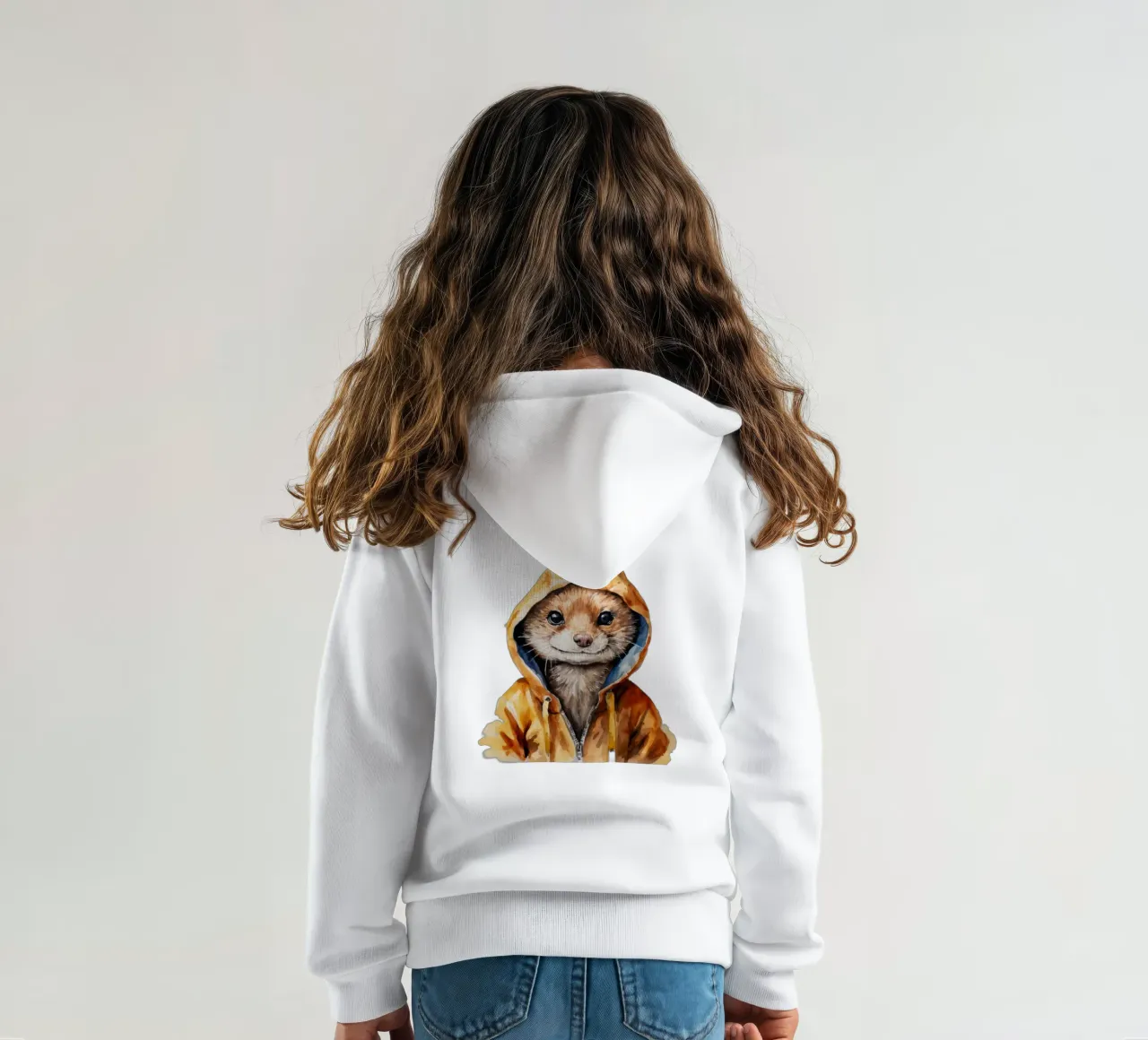 Aquarell Cartoon Mongoose in einem Hoodie Kinder Hoodie von Animal Portraits