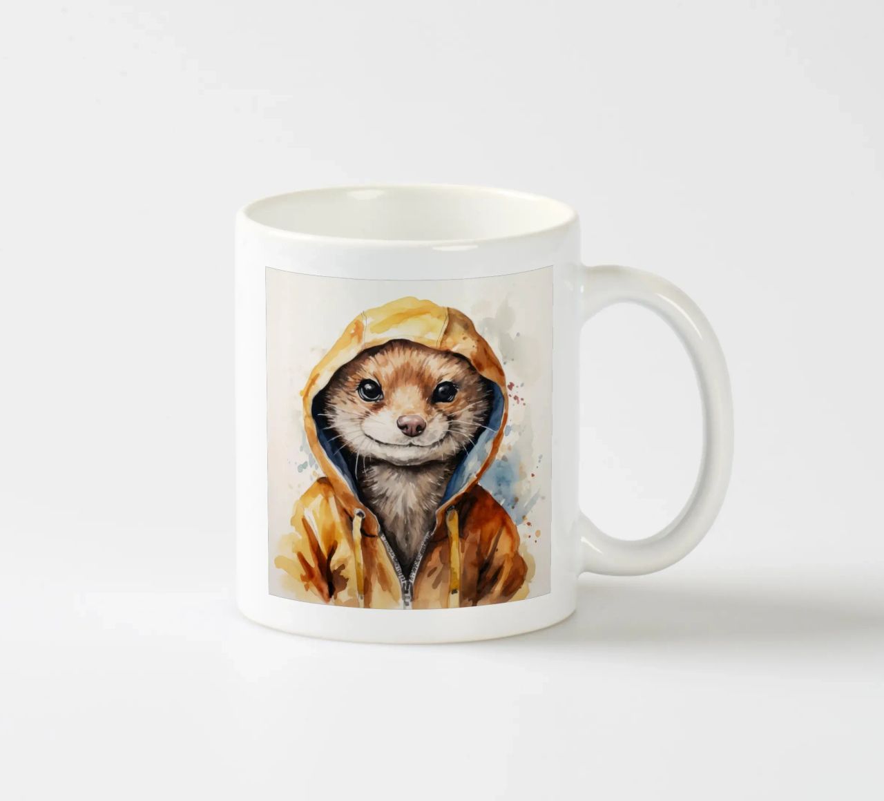 Mangusta acquerellata in felpa con cappuccio tazza in ceramica da Animal Portraits